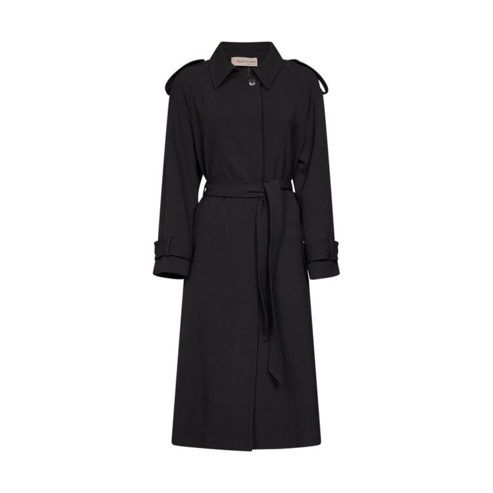 Blanca Vita Women Black Stretch Cady Telly Belted Trench Coat